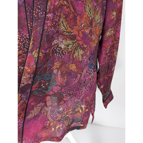 Chicos Geisha Kimono Tunic Top Silk Artistic Colorful Sz L Multi Whimsy - Picture 4 of 10